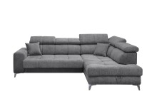 Ecksofa >SYDNEY< Elektrische Sitztiefenverstellung, 5 verstellbare Kopfstützen, Bettkasten, in anthrazit - 282x105x198 (BxHxT)
