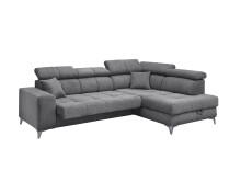 Ecksofa >SYDNEY< Elektrische Sitztiefenverstellung, 5 verstellbare Kopfstützen, Bettkasten, in anthrazit - 282x105x198 (BxHxT)