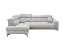 Ecksofa >SYDNEY< Elektrische Sitztiefenverstellung, 5 verstellbare Kopfstützen, Bettkasten, Bezugsstoff "taupe" - 282x105x198 (BxHxT)