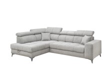 Ecksofa >SYDNEY< Elektrische Sitztiefenverstellung, 5 verstellbare Kopfstützen, Bettkasten, Bezugsstoff "taupe" - 282x105x198 (BxHxT)
