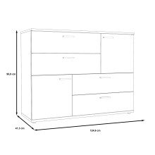Sideboard >Skive< 4 Schubladen, 2 Türen, in Betonoptik / Artisan Eiche Dekor - 124,9x95,9x41,3cm B/H/T