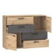 Sideboard >Skive< 4 Schubladen, 2 Türen, in Betonoptik / Artisan Eiche Dekor - 124,9x95,9x41,3cm B/H/T