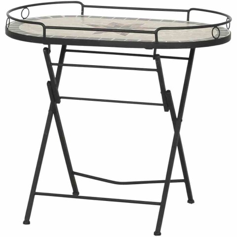 Gartentisch >STELLA< in schwarz, Mosaik Keramik - 68x60x41cm (BxHxT)