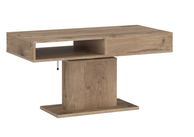 Couchtisch >CORTADO< höhenverstellbar bis 80cm, Schublade, in Viking Eiche Dekor - 110x60/80x65cm (BxHxT)