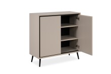 Kommode >Arona< 2 Türen, 2 Böden, in Sand / Schwarz - 90x90x38cm (BxHxT)