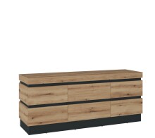 Wohnwand >Corte< (3-teilig) in Coast Evoke Eiche Dekor - 222x201x45 (BxHxT)