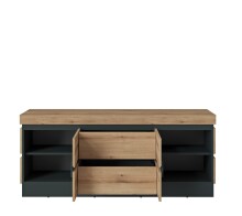 Wohnwand >Corte< (3-teilig) in Coast Evoke Eiche Dekor - 222x201x45 (BxHxT)