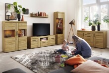 Wohnwand >Cortina< (3-teilig) in Grandson Eiche Dekor - 259x155x41 (BxHxT)