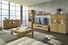 Wohnwand >Cortina< (3-teilig) in Grandson Eiche Dekor - 259x155x41 (BxHxT)