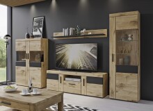 Wohnwand >Grano< (3-teilig) in Viking Eiche Dekor - 215x195x41 (BxHxT)