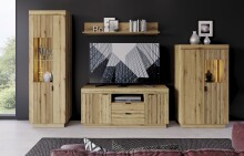 Wohnwand >Delamar< (3-teilig) in Coast Evoke Eiche Dekor - 226x165x40 (BxHxT)