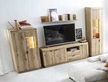 Wohnwand >Delamar< (3-teilig) in Coast Evoke Eiche Dekor - 248x197x40 (BxHxT)