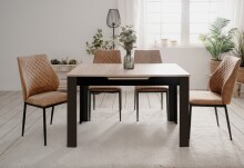 Kulissentisch >Birmingham< ausziehbar bis 165cm, in Artisan Eiche Dekor / Schwarz - 125/165x75x80cm (BxHxT)