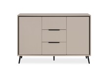 Sideboard >Arona< 2 Türen, 3 Schubladen, 4 Böden, in Sand / Schwarz - 135x90x38cm (BxHxT)