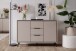 Sideboard >Arona< 2 Türen, 3 Schubladen, 4 Böden, in Sand / Schwarz - 135x90x38cm (BxHxT)