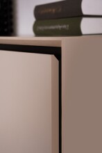 Sideboard >Arona< 4 Türen, 1 Schublade, 6 Böden, in Sand / Schwarz - 175x90x38cm (BxHxT)