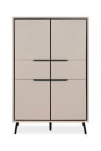 Highboard >Arona< 4 Türen, 2 Schubladen, 4 Böden, in Sand / Schwarz - 90x140x38cm (BxHxT)