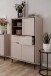Highboard >Arona< 4 Türen, 2 Schubladen, 4 Böden, in Sand / Schwarz - 90x140x38cm (BxHxT)