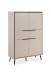 Highboard >Arona< 4 Türen, 2 Schubladen, 4 Böden, in Sand / Schwarz - 90x140x38cm (BxHxT)