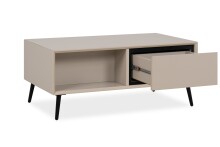 Couchtisch >Arona< 2 Schubladen, 2 Fächer, in Sand / Schwarz - 94x40x55cm (BxHxT)
