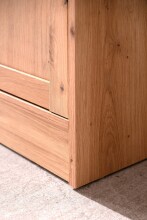 Vitrine >Timber< Landhaus, 2 Türen, 2 Schubladen, 3 Böden, in Artisan Eiche Dekor / Glas - 80x200x45cm (BxHxT)