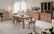 Buffet >Timber< Landhaus, 6 Türen, 3 Schubladen, in Glas /  Artisan Eiche Dekor - 120x200x40cm (BxHxT)