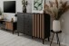 Sideboard >Monza< 2 Türen, 4 Schubladen, 2 Böden, 3D-Lamellen-Optik, schwarz / Dekor Artisan Eiche - 118x90x40cm (BxHxT)