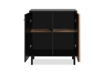 Kommode >Monza< 2 Türen, 2 Böden, 3D-Lamellen-Optik, in schwarz / Dekor Artisan Eiche - 80x90x40cm (BxHxT)