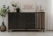 Sideboard >Monza< 2 Türen, 4 Schubladen, 2 Böden, 3D-Lamellen-Optik, in schwarz / Dekor Artisan Eiche - 160x90x40cm (BxHxT)