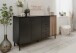 Sideboard >Monza< 2 Türen, 4 Schubladen, 2 Böden, 3D-Lamellen-Optik, in schwarz / Dekor Artisan Eiche - 160x90x40cm (BxHxT)