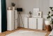 Highboard >Almo< 3 Türen, 1 Schublade, 5 Böden, in Dekor Artisan Eiche weiß - 75,3x140x38,5cm (BxHxT)