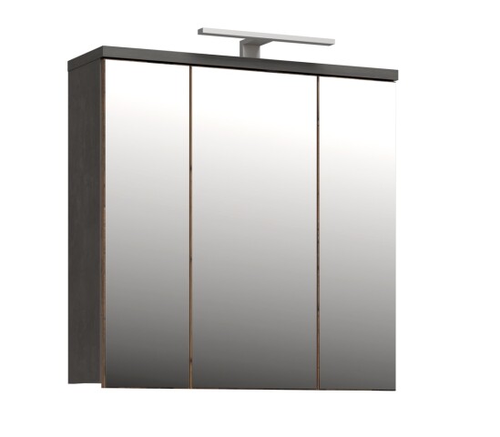Badezimmerspiegelschrank >Veris< LED-Beleuchtung, Spiegel, Betonoptik grau - 68,6x68,1x20cm (B/H/T)