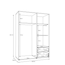 Kleiderschrank >Mokkaris< 2 Schübe, Artisan Eiche Dekor / Weiß - 144,4x200,1x58,8cm (BxHxT)