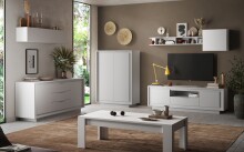 Lowboard >Siena< 2 Türen, 1 Schub, 1 Fach, Weiss Lack matt - 180x58x50 (BxHxT)