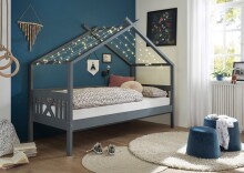 Kinderbett >Liliane< Himmelbett, grau lackiert,...