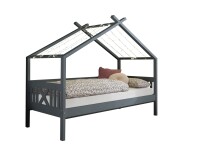 Kinderbett >Liliane< Himmelbett, grau lackiert,...