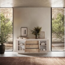 Sideboard >Siena< 2 Türen, 3 Schübe, Cashmere / Cadiz Eiche Dekor - 180x80x50 (BxHxT)