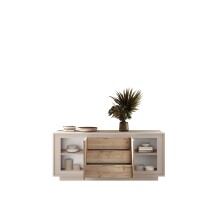 Sideboard >Siena< 2 Türen, 3 Schübe, Cashmere / Cadiz Eiche Dekor - 180x80x50 (BxHxT)