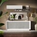 Sideboard >Siena< 4 Türen, Soft-Close, Weiss Lack matt / Beton-Optik - 207x80x50 (BxHxT)