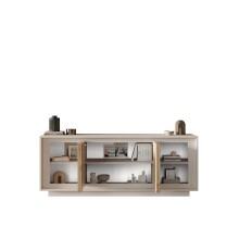 Sideboard >Siena< 4 Türen, Soft-Close, Cashmere / Eiche Dekor - 207x80x50 (BxHxT)