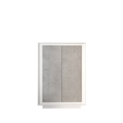 Highboard >Siena< 6 Böden, Soft-Close, Weiss Lack matt, Beton-Optik -106x171x40cm B/H/T