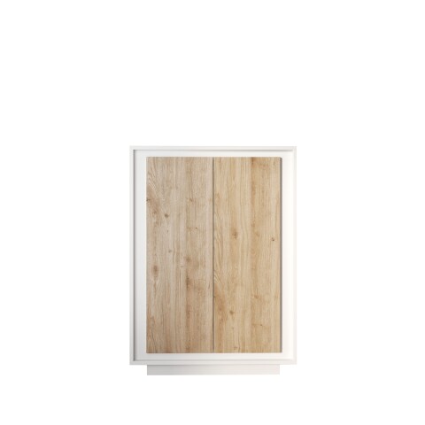 Highboard >Siena< 6 Böden, Weiss Lack matt, Cadiz Eiche Dekor - 106x171x40 (BxHxT)