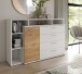 Sideboard >MAYACUS< 4 Schübe, 1 Tür, 5 Fächer, weiß,Eiche Dekor - 153,1x98,5x41,3cm BxHxT