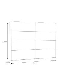Schiebetürenschrank >MAYACUS< 3 Stangen, 3 Böden, weiß, Eiche Dekor - 269,9x210,5x61,2cm (BxHxT)