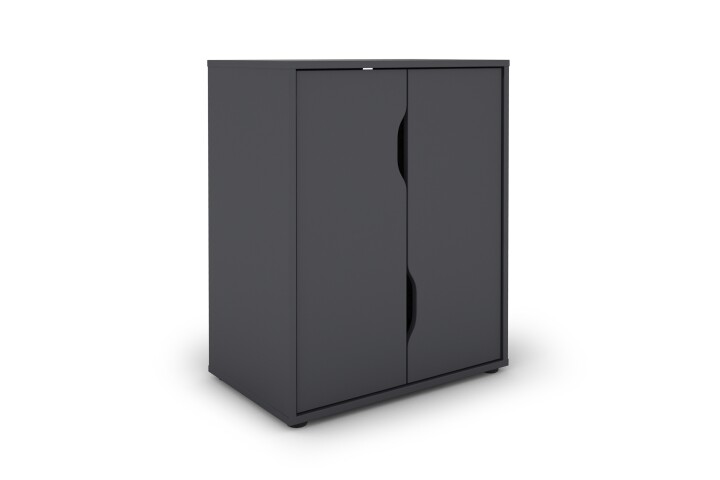 Aktenschrank >BELFAST< 2 Türen, 1 Boden, grifflos, Anthrazit 60 x 76,5, 37cm (BxHxT)