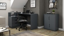 Aktenschrank >BELFAST< 2 Türen, 1 Boden, grifflos, Anthrazit 60 x 76,5, 37cm (BxHxT)