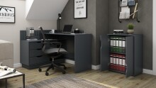 Aktenschrank >BELFAST< 2 Türen, 1 Boden, grifflos, Anthrazit 60 x 76,5, 37cm (BxHxT)
