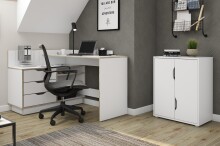 Aktenschrank >BELFAST< grifflos, 2 Türen, 1 Boden, Weiß - 60 x 76,5, 37cm (BxHxT)