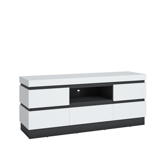 Lowboard >CAMPANIA< 2 Türen, 1 Schub, 1 Fach, Alpinweiß / Anthrazit - 161x68x45cm (BxHxT)