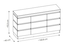 Kommode >CAMPANIA< 3 Türen, 1 Schub, Alpinweiß / Anthrazit - 161x93x45cm (BxHxT)